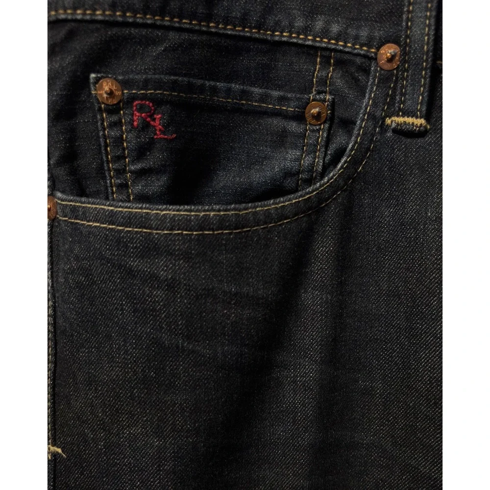 New Polo Ralph Lauren Jeans Mens 38/32 Dark Indigo Blue Excellent Straight Leg‎